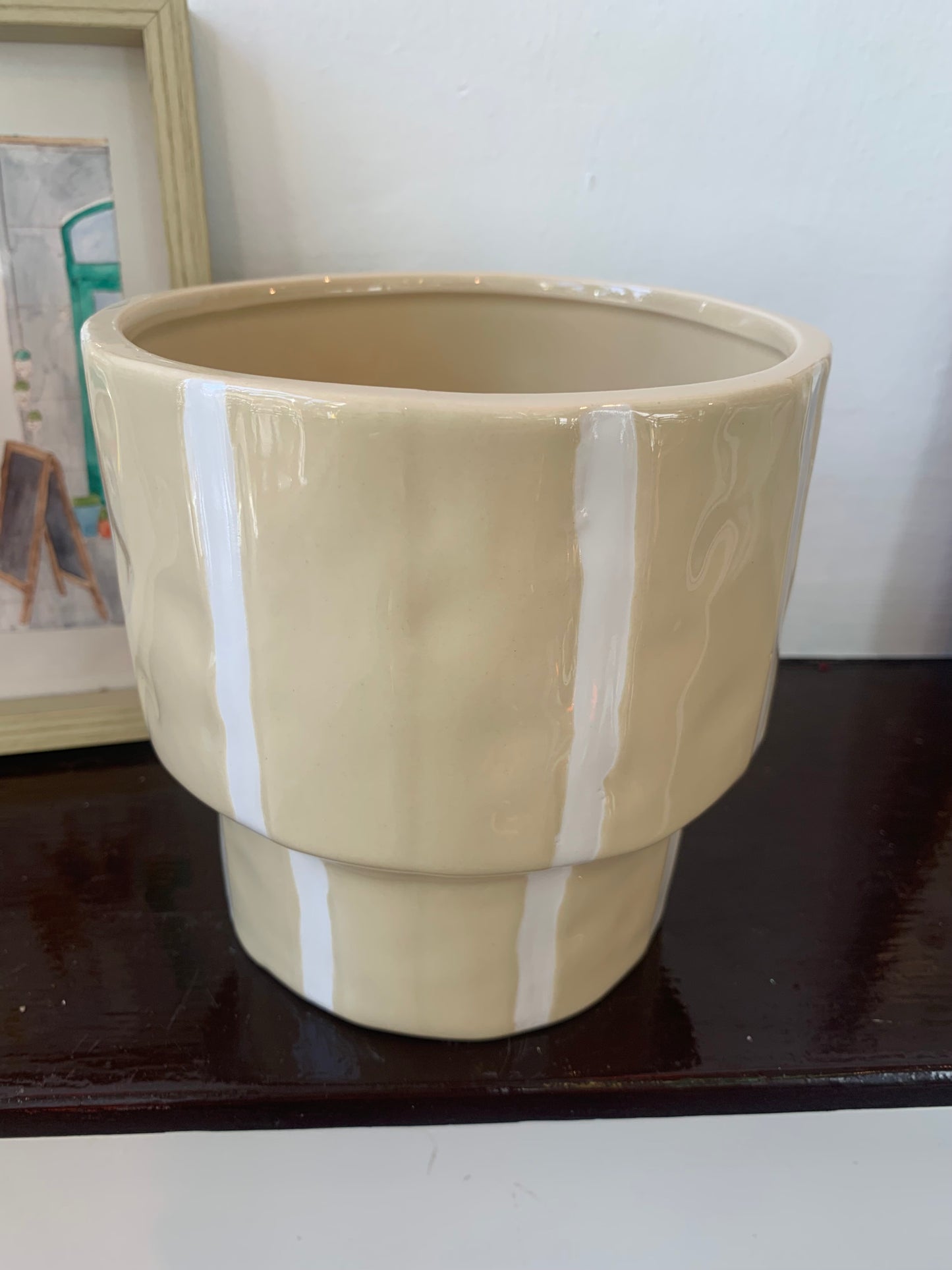 Bloempot Ariona crème met wit