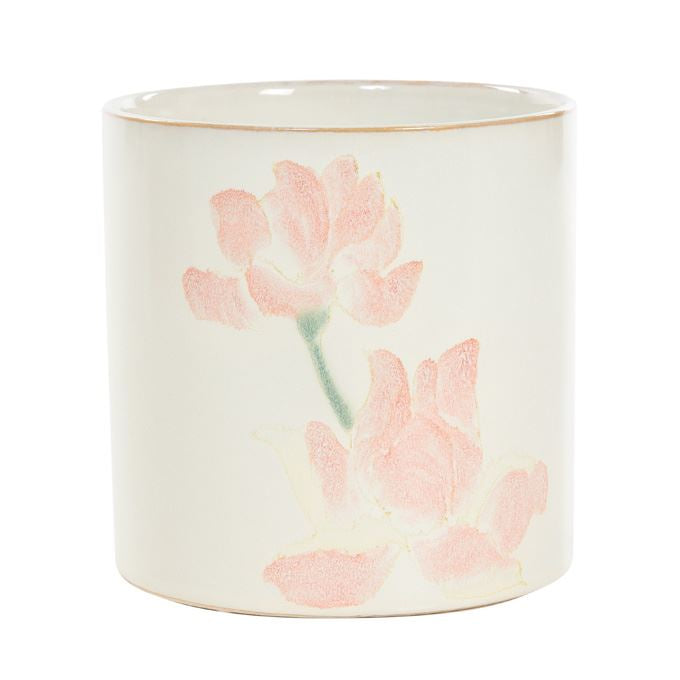 Bloempot gebroken wit met bloemen