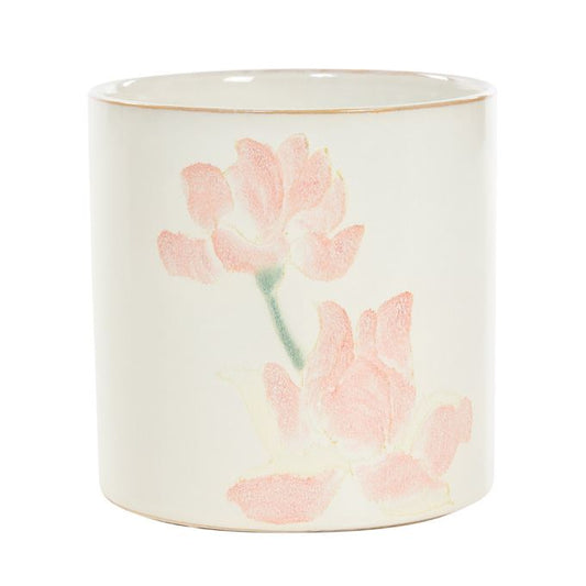 Bloempot gebroken wit met bloemen