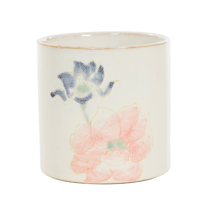 Bloempot gebroken wit met bloemen