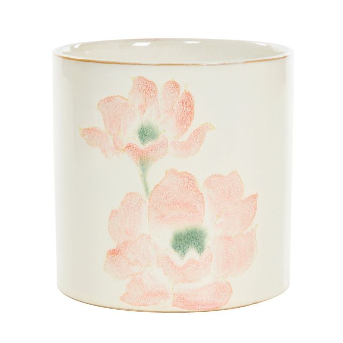 Bloempot gebroken wit met bloemen