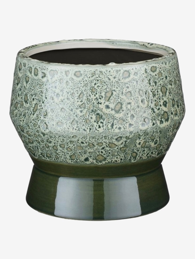 Bloempot Astana,groen met kleuraccenten, vintage look
