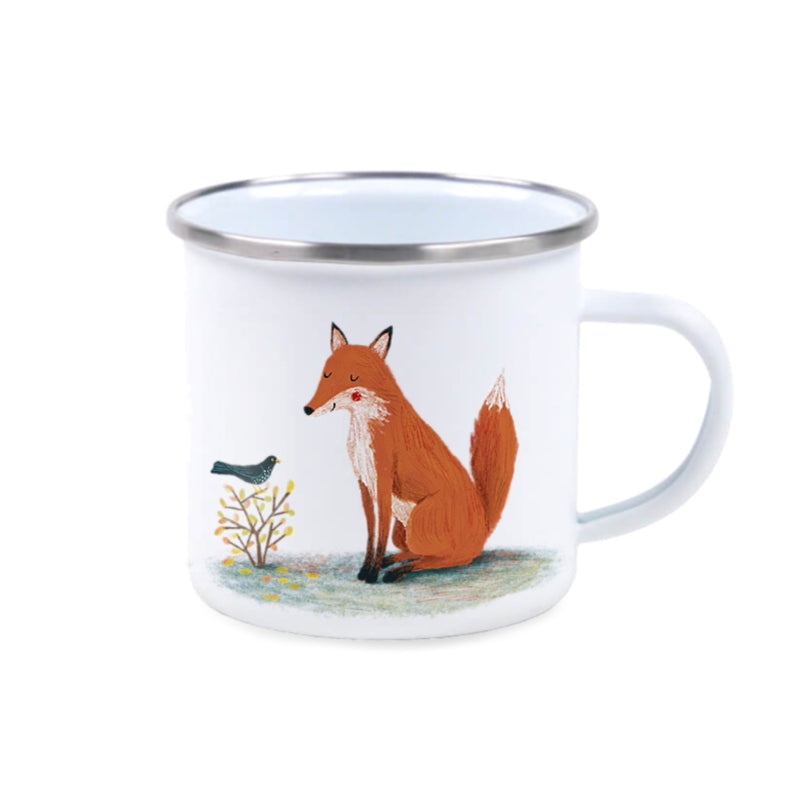 Emaille mok illu-ster Fox and Blackbird