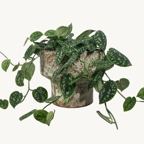 Bloempot bruin met wit gemêleerd