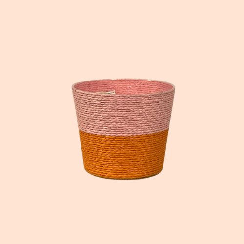 Rieten mand oranje roze
