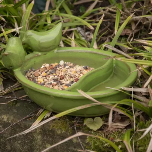 Vogelbakje groen keramiek