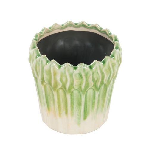 Bloempot groen met wit