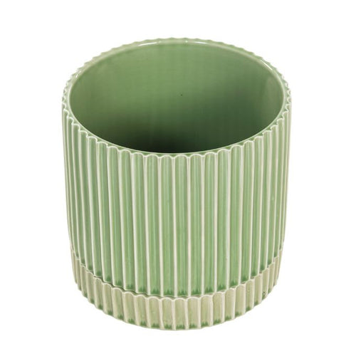 Bloempot licht groen met losse schotel maat M