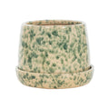 Bloempot groen- beige met patroon M