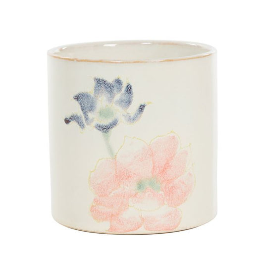 Bloempot gebroken wit met bloemen