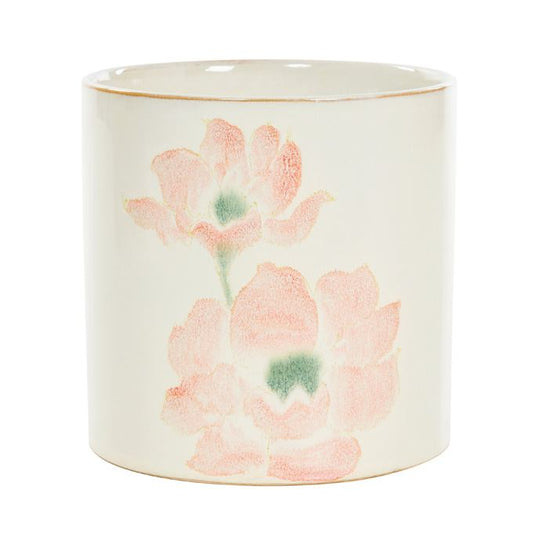Bloempot gebroken wit met bloemen