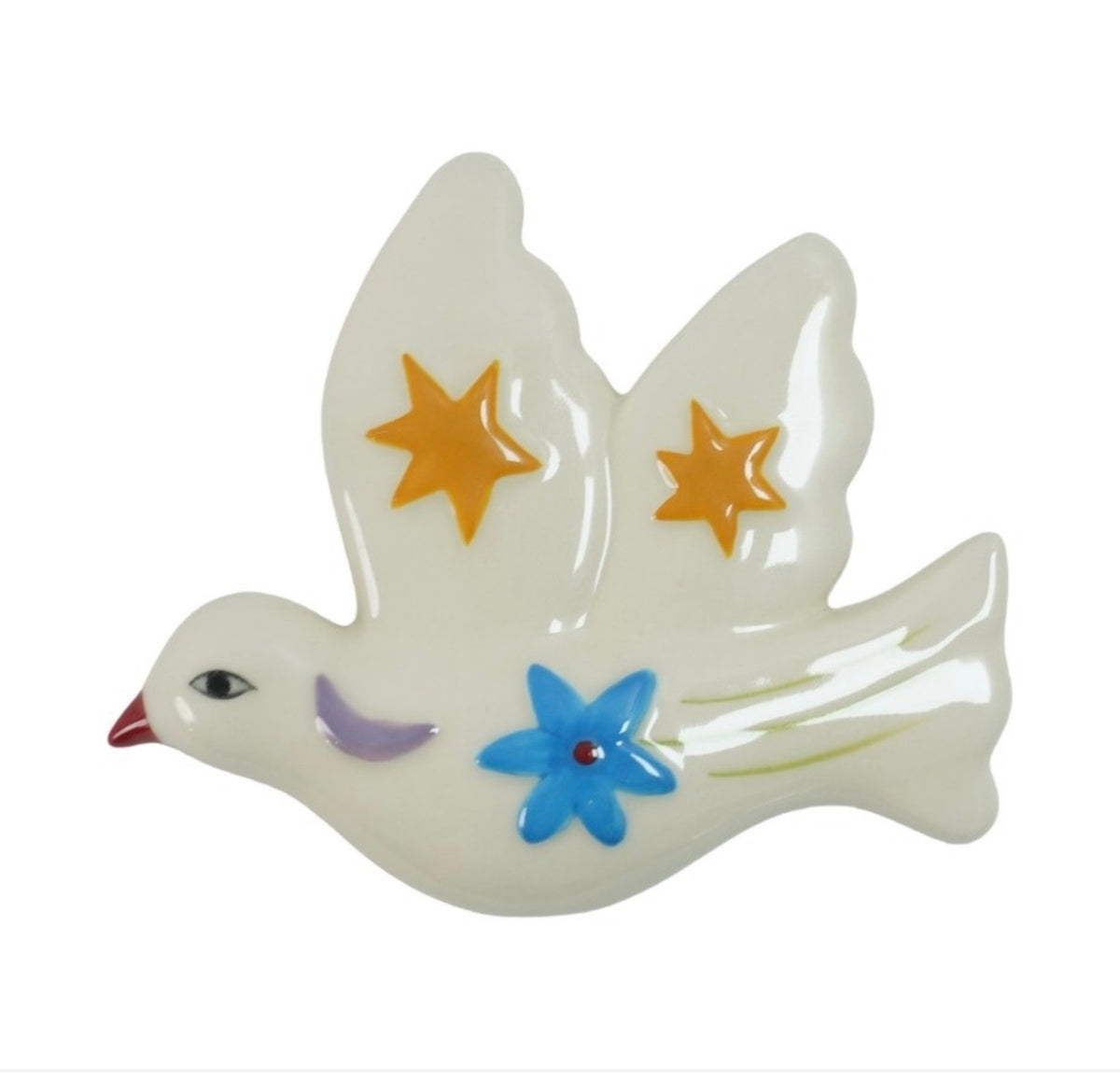Wand vogel wit met kleuren