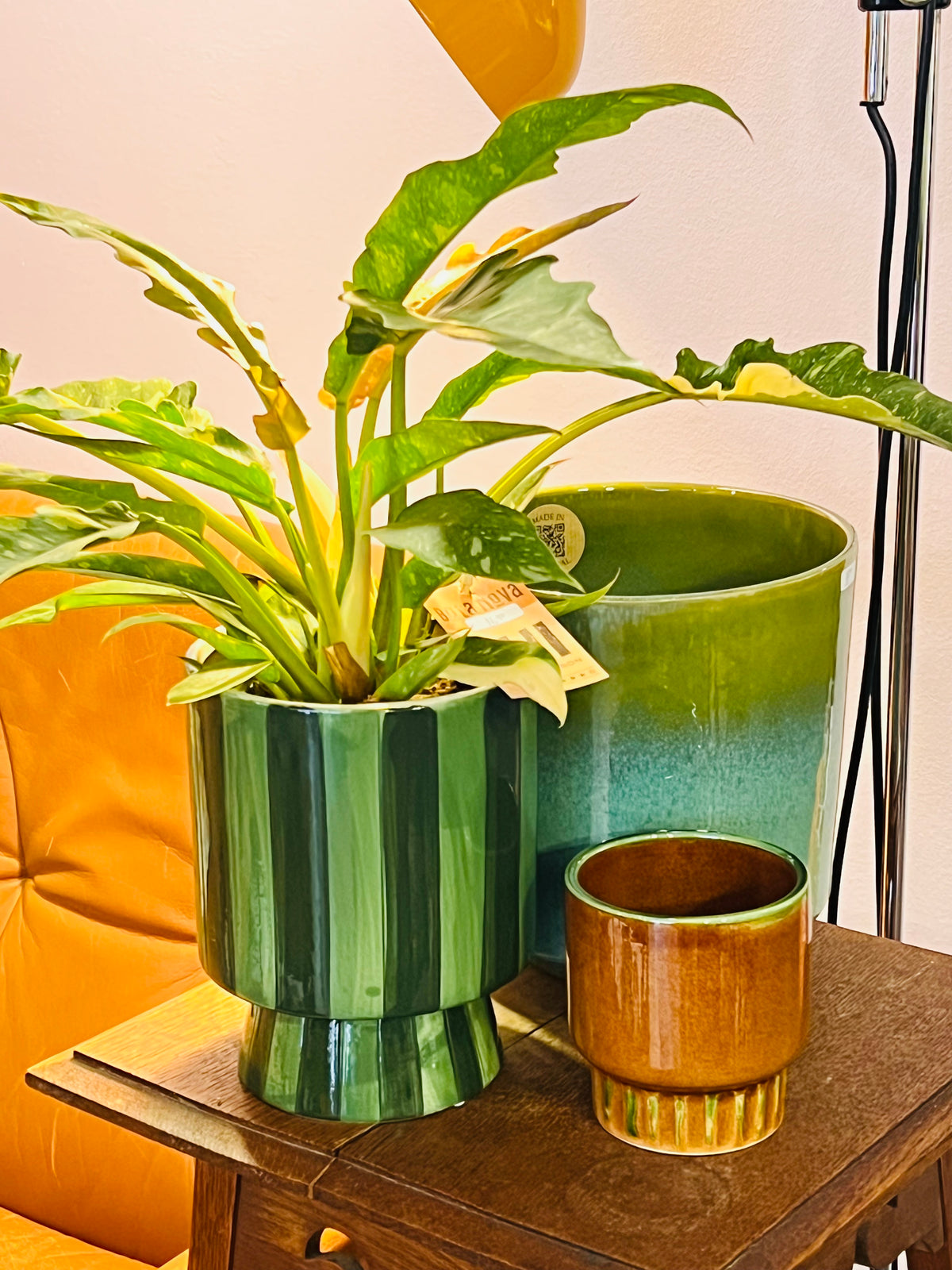 Bloempot streep groen