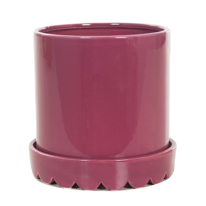 Bloempot purple met vaste schotel en randje