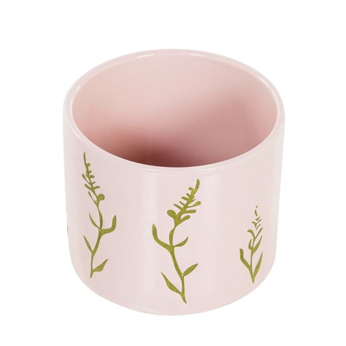 Bloempot roze met groene tak