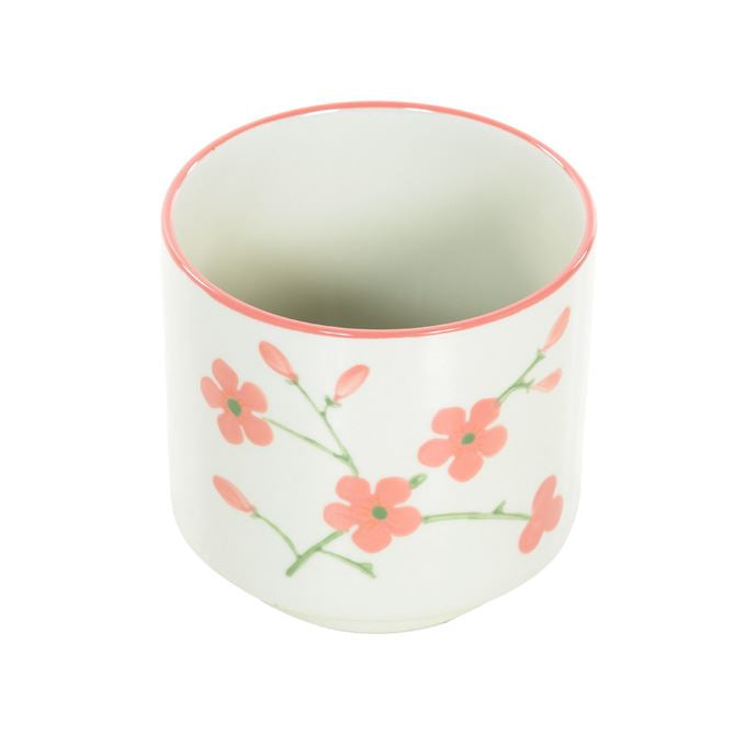 Bloempot beige met roze bloemetjes