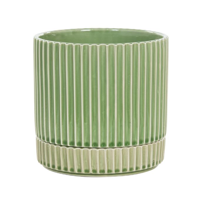 Bloempot licht groen met losse schotel maat M