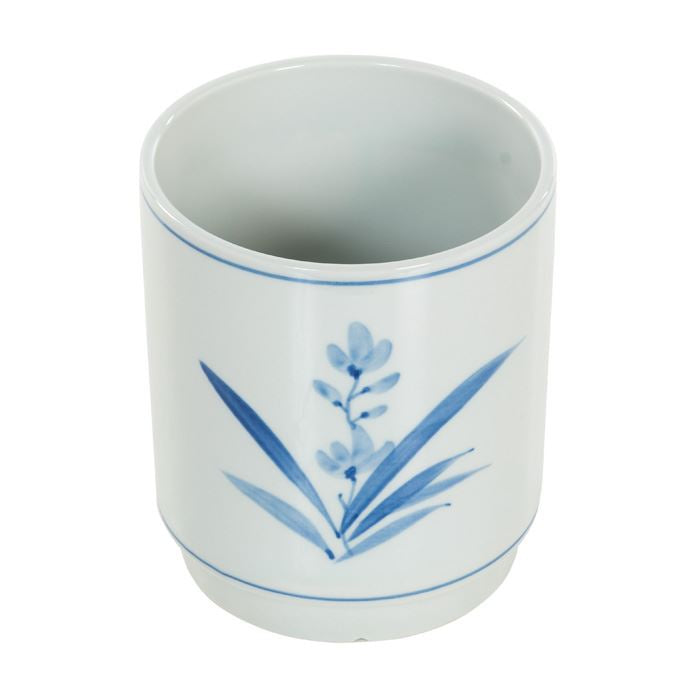 Bloempot wit met blauwe tekening