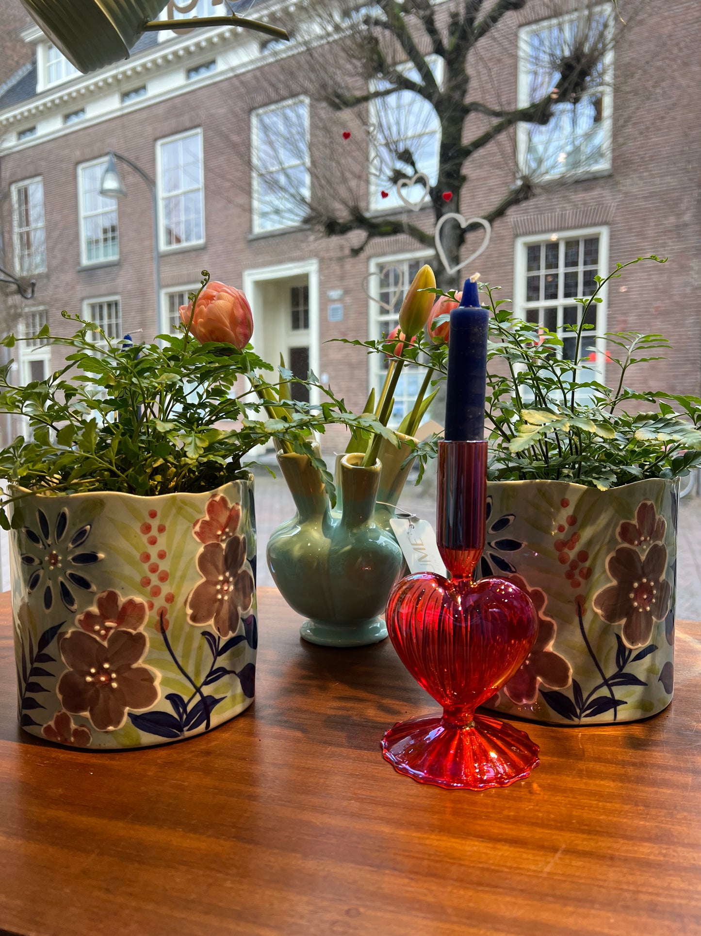 Bloempot met bloemen patroon blauw