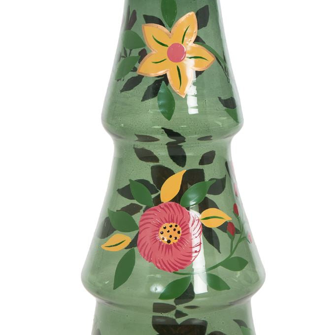 Kerstboom groen glas met bloemen
