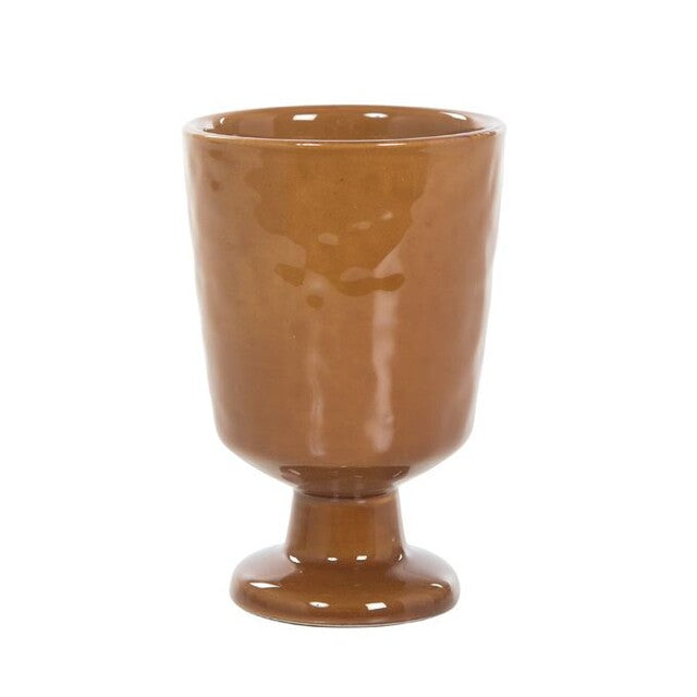 Bloempotje cognac bruin op voet