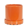 Bloempot oranje met vaste schotel en randje