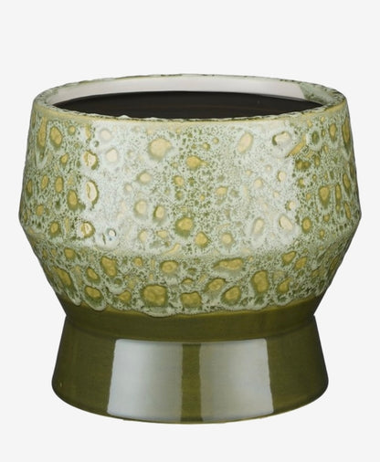 Bloempot Astana,groen met kleuraccenten, vintage look