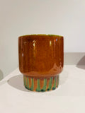 Bloempot cognac met groene accenten