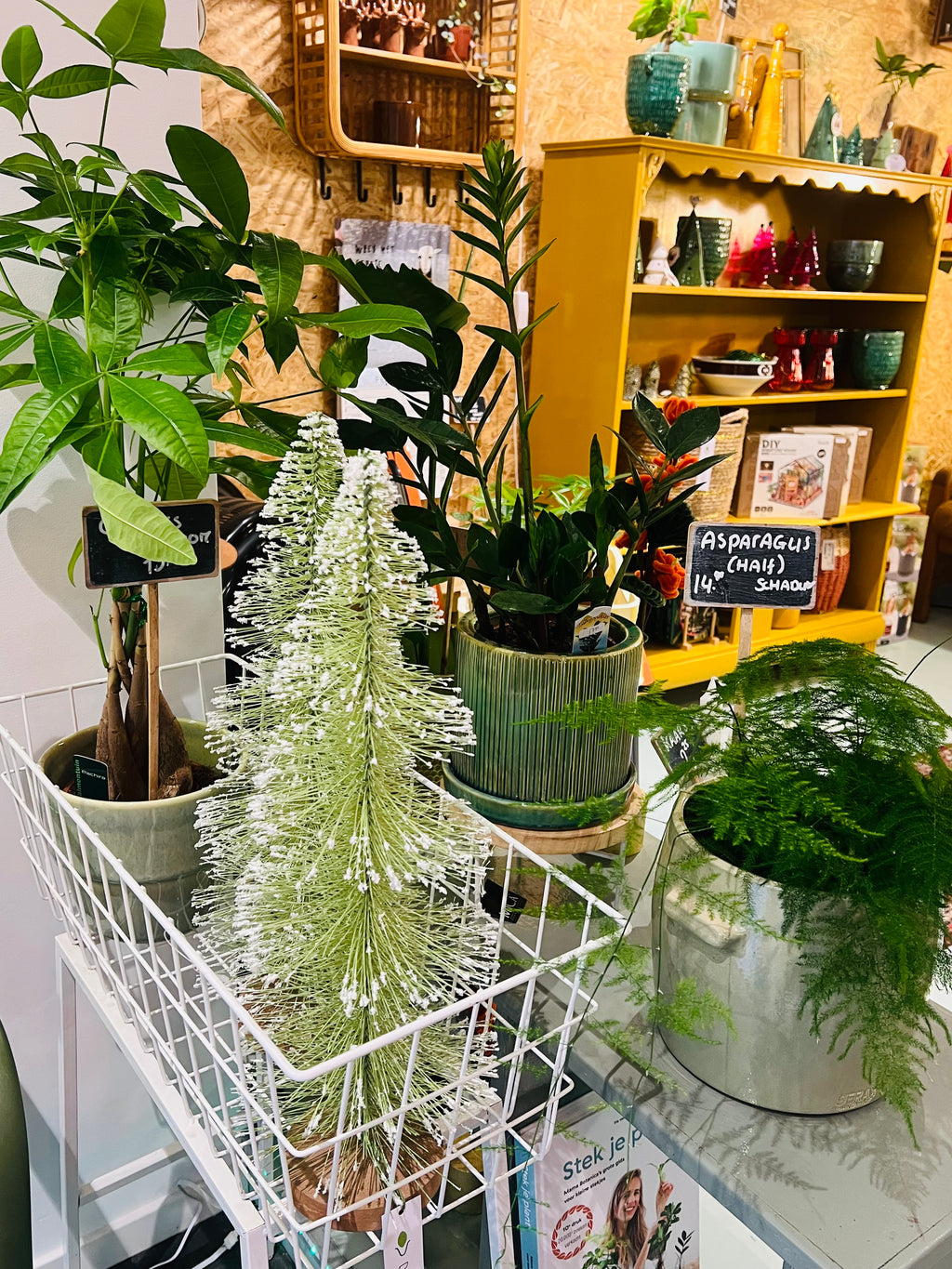 Kerstboom licht groen met sneeuw