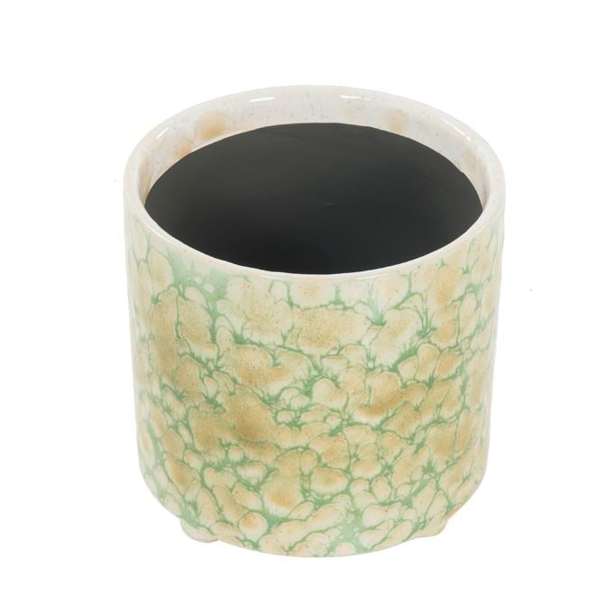 Bloempot groen/geel/creme gemêleerd
