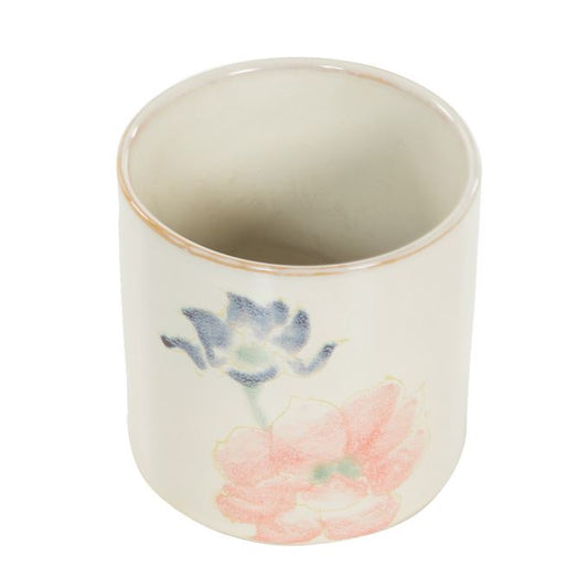 Bloempot gebroken wit met bloemen