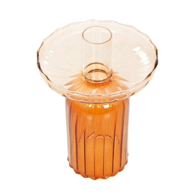 Kandelaar glas amber