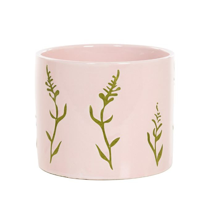 Bloempot roze met groene tak