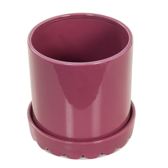Bloempot purple met vaste schotel en randje