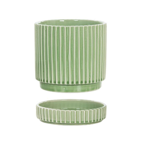 Bloempot licht groen met losse schotel maat S