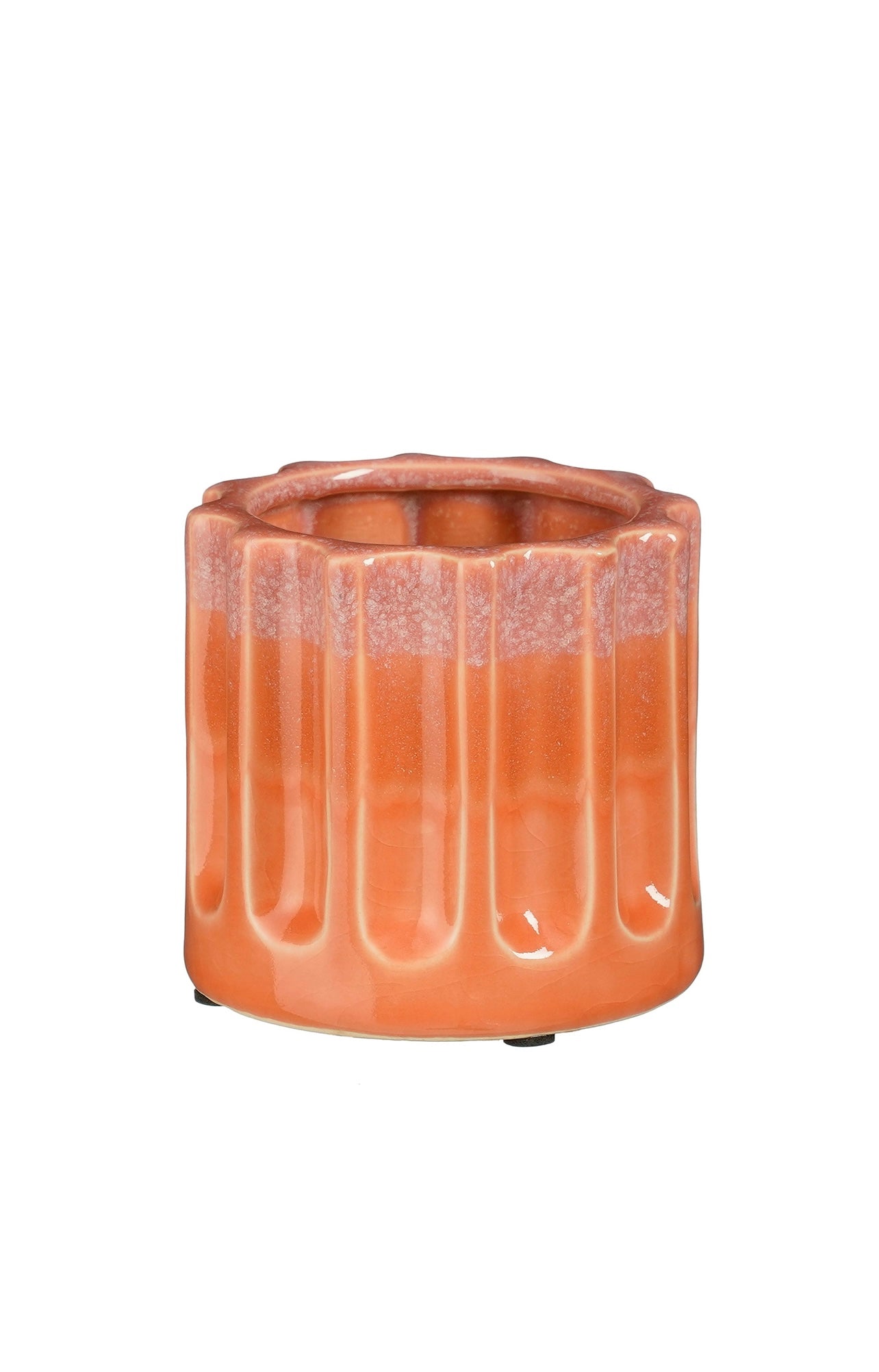 Bloempot oranje, gemêleerd aan bovenzijde.