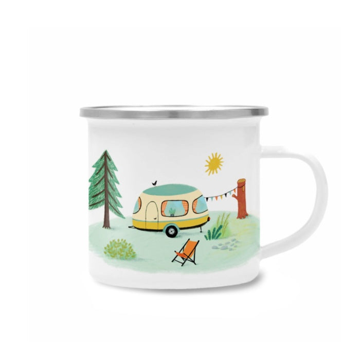 Emaille mok illu-ster Happy camper