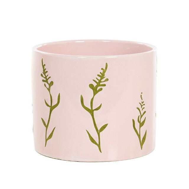 Bloempot roze met groene bloem