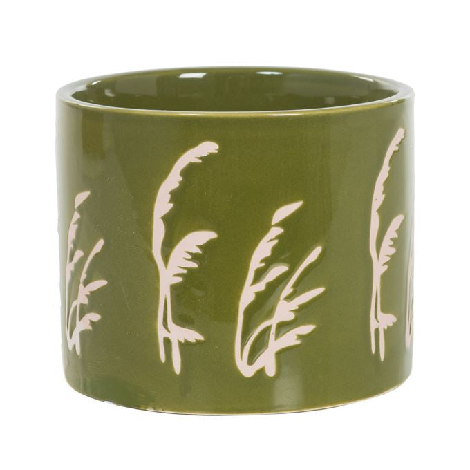 Bloempot groen met roze bloem