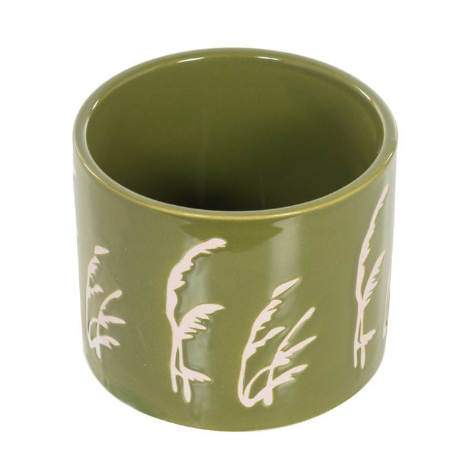 Bloempot groen met roze bloem