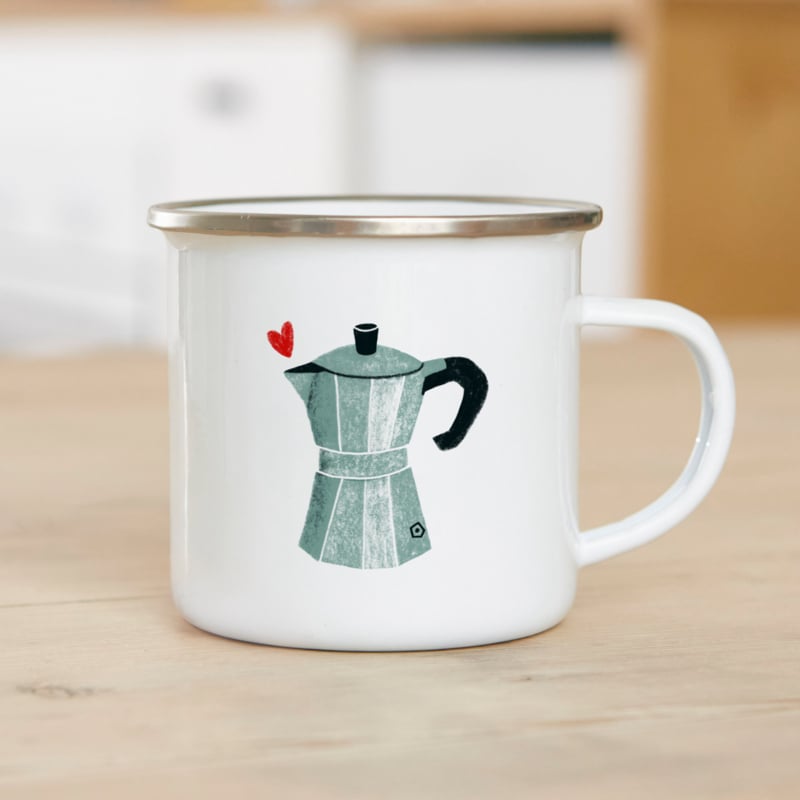 Emaille mok illu-ster koffie pot
