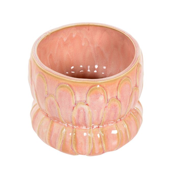 Bloempot roze met motief M