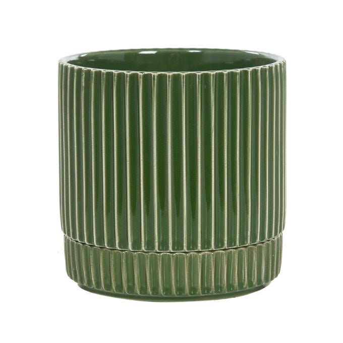 Bloempot groen met losse schotel maat M