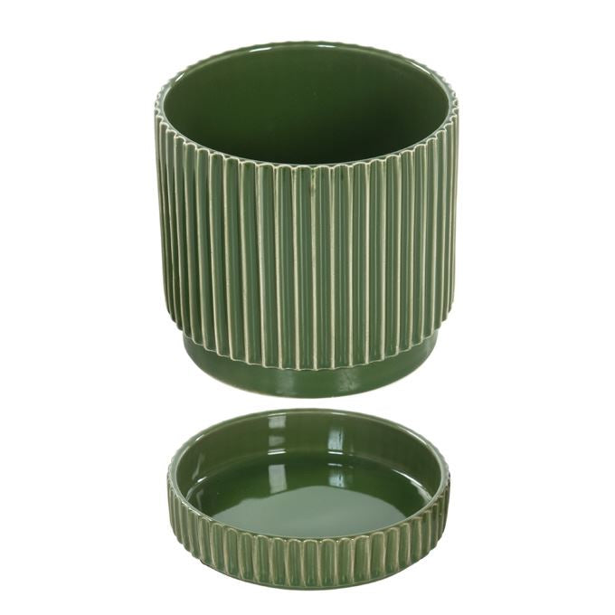 Bloempot groen met losse schotel maat M