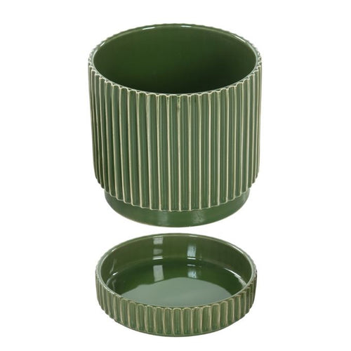 Bloempot groen met losse schotel maat M