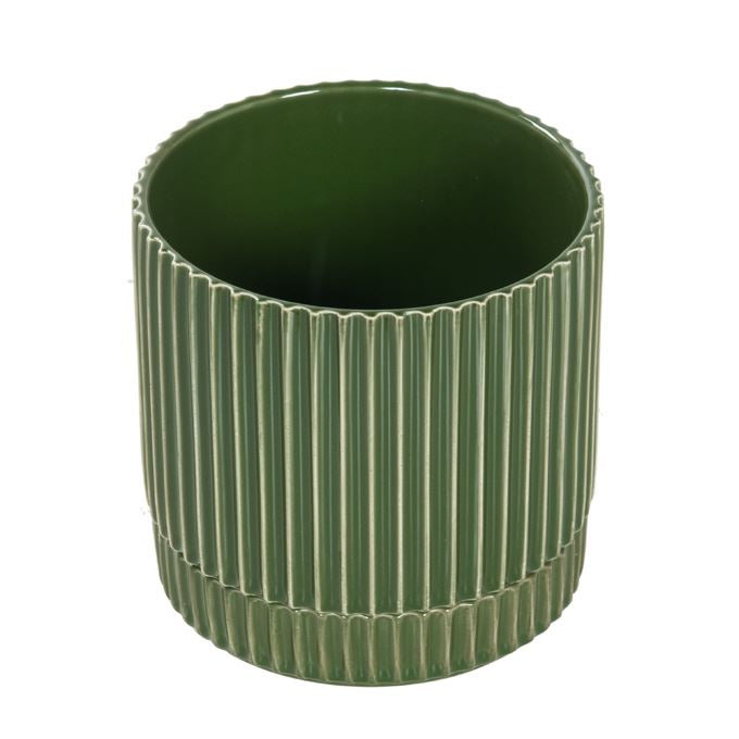 Bloempot groen met losse schotel maat M