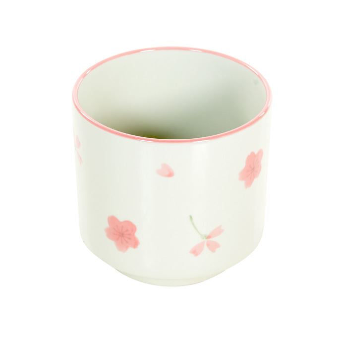 Bloempot beige met roze bloemetjes