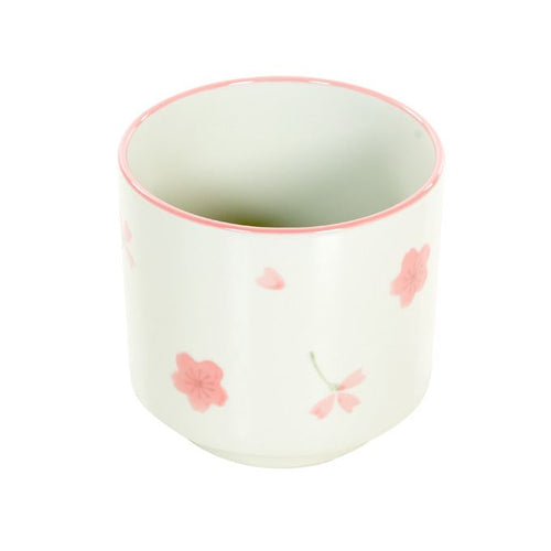 Bloempot beige met roze bloemetjes