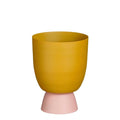 Bloempot roze met oker kleur voet