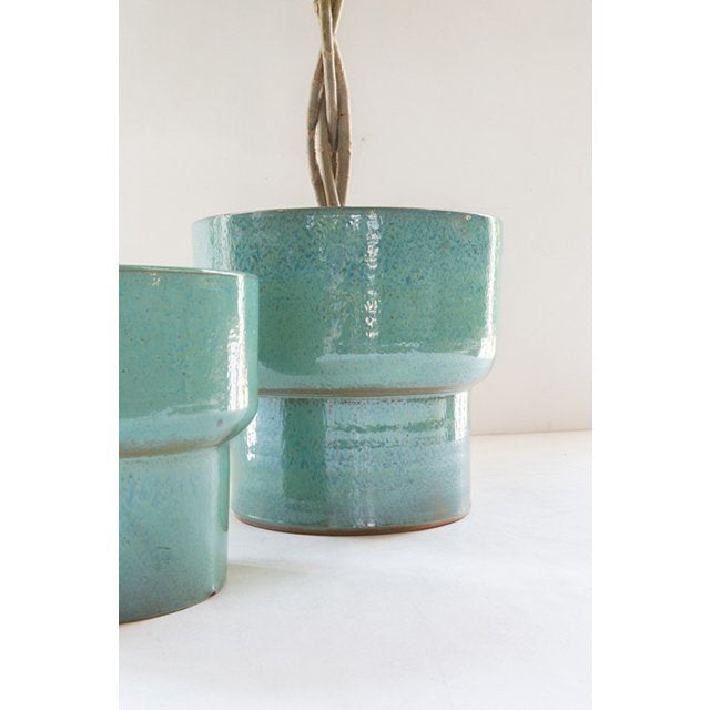 Bloempot Splanky groen met randje terra kleur